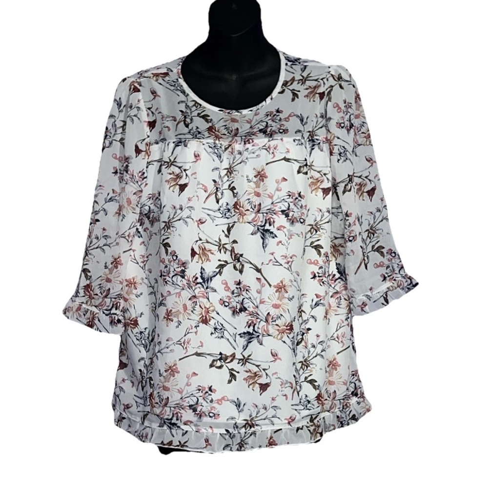 NWT! Allegra K Women’s floral 3/4 sleeve top
